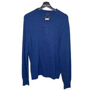 J. Crew Factory | Lambswool Blend Henley Sweater Heathered Blue Size Medium NWT